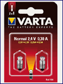 Лампа для фонаря VARTA Normal 701 2,4В 0,3А BP2 с резьбой аргон