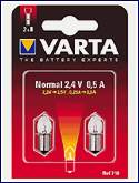 Лампа для фонаря VARTA Normal 718 2,4В 0,5А BP2 без резьбы аргон