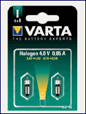 Лампа для фонаря VARTA Halogen 758 4В 0,85А BP2 без резьбы галоген
