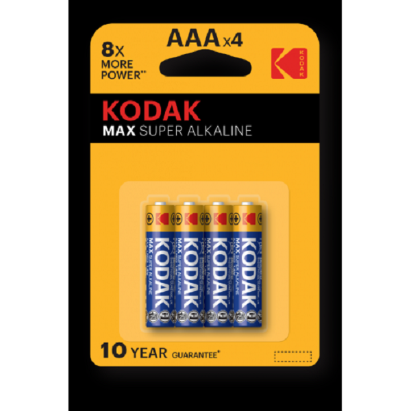 Батарейка KODAK MAX SUPER Alkaline LR03 BP4 (Б0005124) (4/40/200)