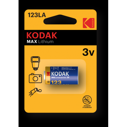 Батарейка KODAK MAX Lithium CR123 3В BP1 (Б0005146) (1/6/12)