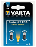 Лампа для фонаря VARTA Krypton 792 4,8В 0,75А BP2 без резьбы криптон