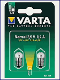 Лампа для фонаря VARTA Halogen 714 3,5В 0,2А BP2 с резьбой аргон