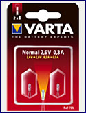 Лампа для фонаря VARTA Normal 705 2,6В 0,3А BP2 микрокапсула аргон