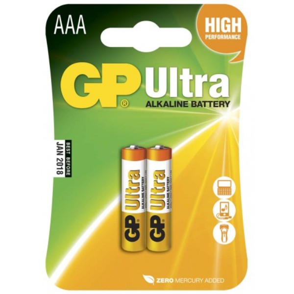 Батарейка GP Ultra Alkaline LR03 24AU-2CR2 BP2 (2/20/160)