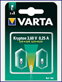 Лампа для фонаря VARTA 702 3,6В BP2 капсула криптон