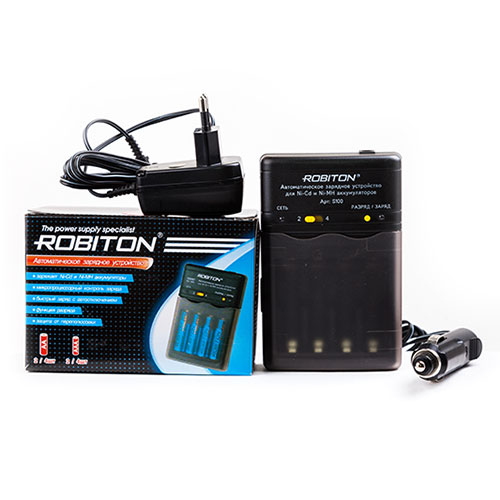 Зарядное ус-во Robiton Smart S100 автомат. для 2/4 акк-ров АА/ААА 800мА +12В адаптер