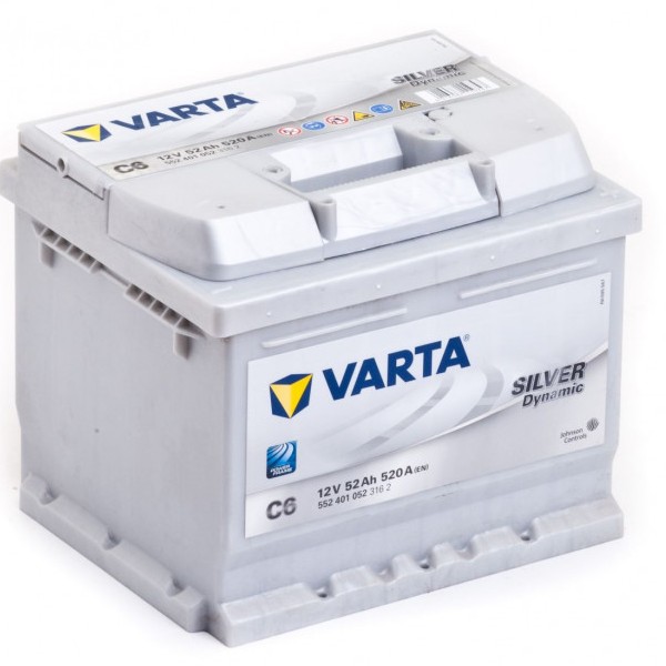 Авто аккумулятор VARTA Silver Dynamic C6 52Ач пуск.ток 520А тол.клеммы о.п. (119747)