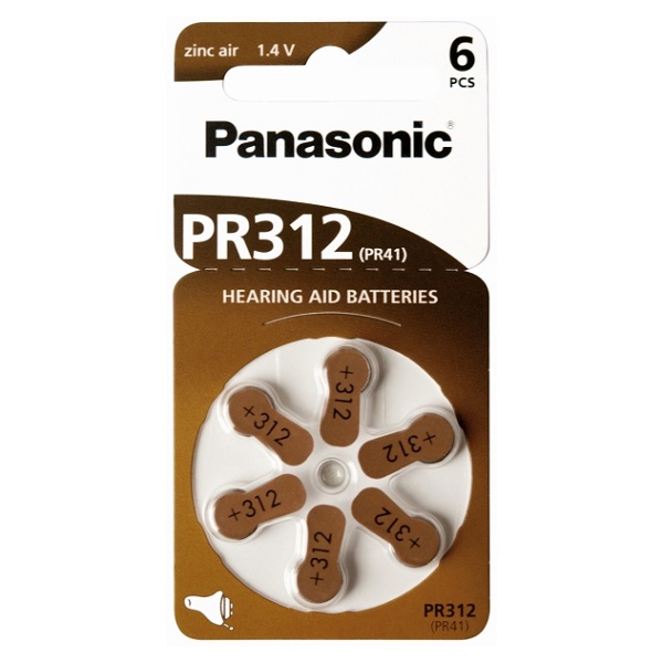 Батарейка PANASONIC PR312 BP6 воздушно-цинковая 1.4В (6/60)