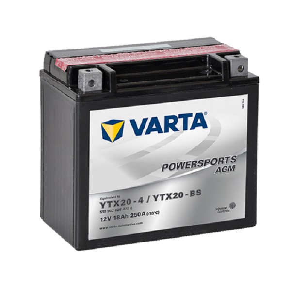 Мото аккумулятор VARTA POWERSPORTS AGM 18Ач пуск.ток 250А п.п. YTX20-BS (127537)