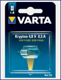 Лампа для фонаря VARTA Krypton 721 4,8В 0,5А BP1 без резьбы аргон
