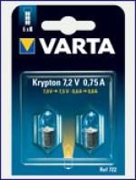 Лампа для фонаря VARTA Krypton 722 7.2В 0,75А BP2 без резьбы криптон