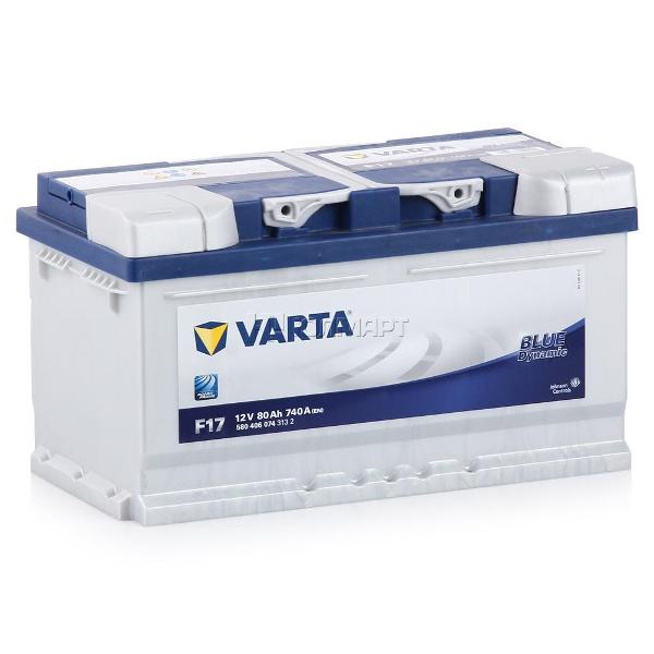 Авто аккумулятор VARTA Blue Dynamic F17 80Ач пуск.ток 740А тол.клеммы о.п. (119440)