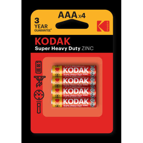 Батарейка KODAK SUPER HEAVY DUTY Zinc R03 BP4 (Б5118) (4/48/240)