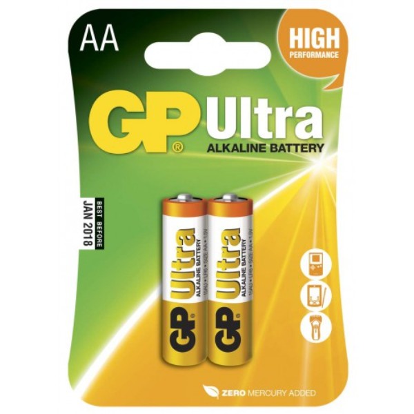 Батарейка GP Ultra Alkaline LR6 15AU-2CR2 BP2 (2/20/80)