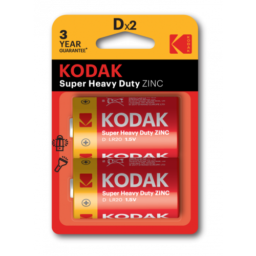 Батарейка KODAK SUPER HEAVY DUTY Zinc R20 BP2 (Б5135) (2/24/120)