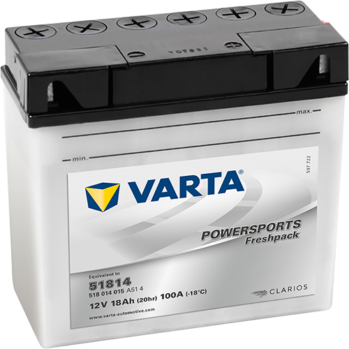Мото аккумулятор VARTA 12В 18Ач POWERSPORTS Freshpack 518 014 015 Specs пуск.ток 100А (140243)