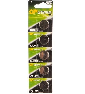 Батарейка GP Lithium CR2025 CR2025-2C5 3В BP5 (5/100/2000)