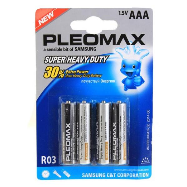 Батарейка Pleomax R03 BP4 SUPER HEAVY DUTY Zinc (С19248)