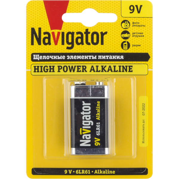 Батарейка Navigator NBT-NE 6LR61 BP1 9В