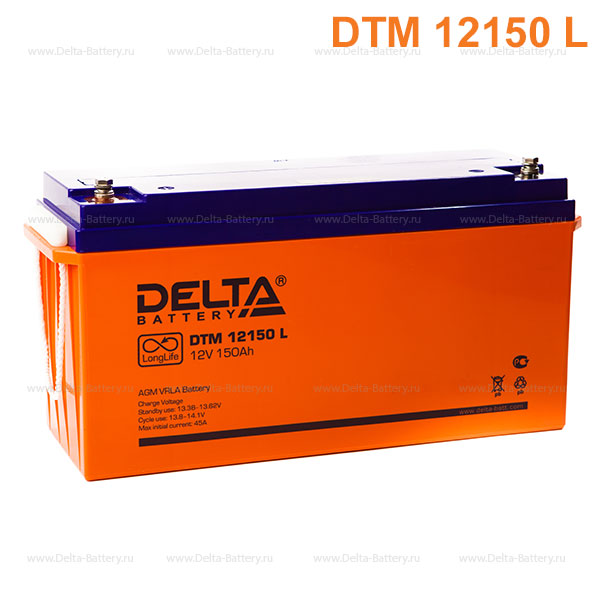 Аккумуляторная батарея DELTA DTM 12150 L 12В 150Ач  (482/170/240)мм, срок службы 12 лет