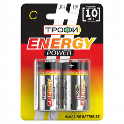 Батарейка ТРОФИ LR14 2BL ENERGY POWER ALKALINE (С34932) (2/12/96)