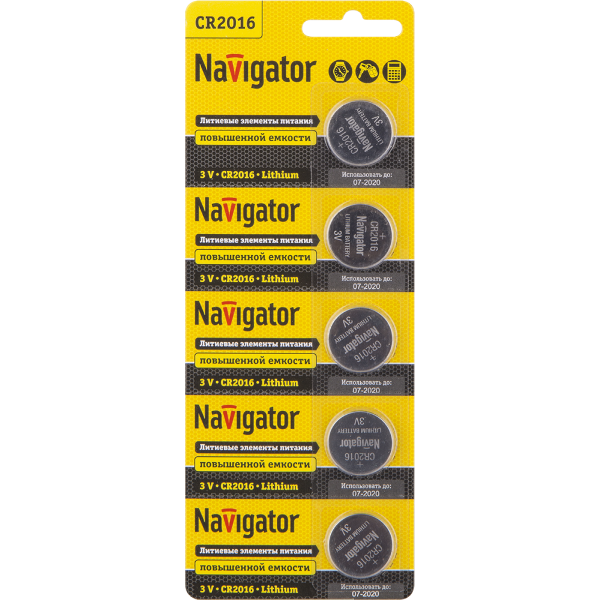 Батарейка Navigator NBT CR2016 BP5 3В
