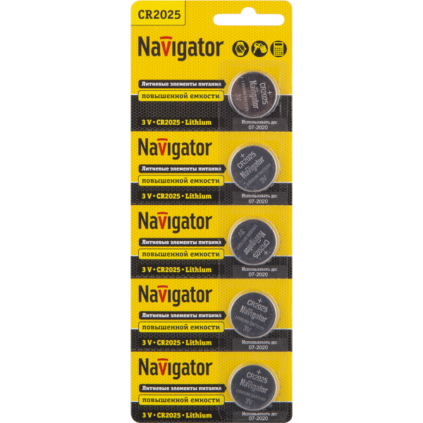 Батарейка Navigator NBT CR2025 BP5 3В