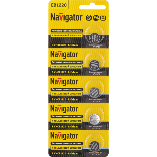 Батарейка Navigator NBT CR1220 BP5 3В