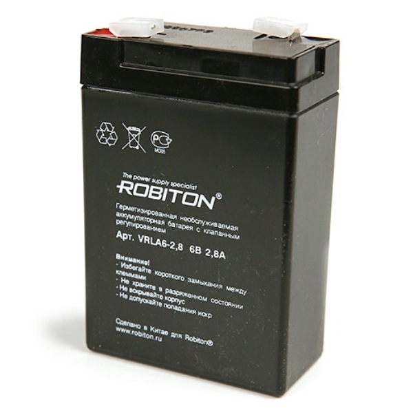 Аккумулятор ROBITON VRLA 6- 2.8  6В 2,8Ач (66*33*97)