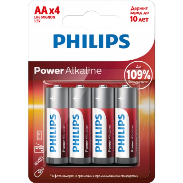 Батарейка PHILIPS LR6  PowerLife Alkaline BP-4 