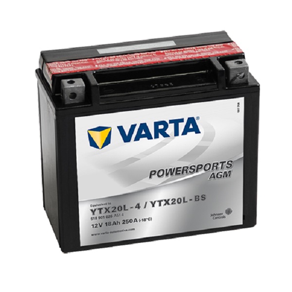 Мото аккумулятор VARTA POWERSPORTS AGM 18Ач пуск.ток 250А о.п. (127520)