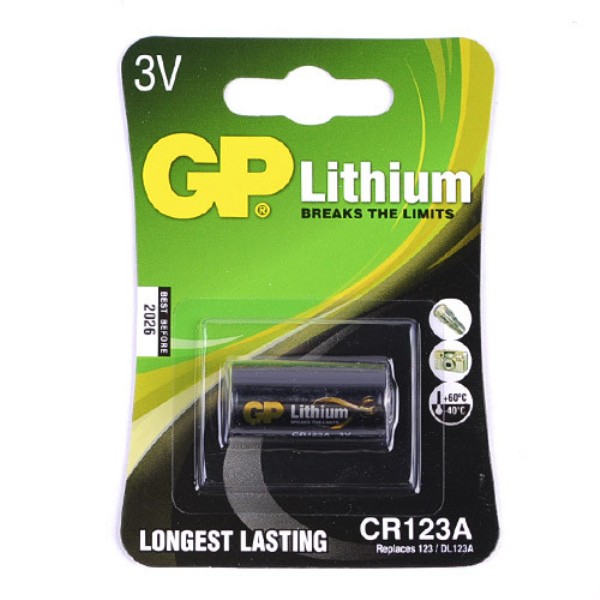 Батарейка GP Lithium CR123 CR123AE-2CR1 3В BP1 (1/10/450)