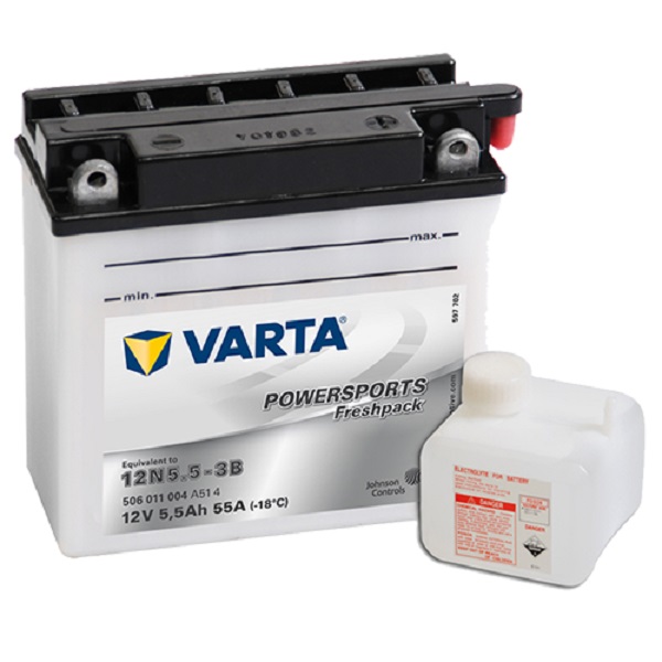 Мото аккумулятор VARTA POWERSPORTS Freshpack  5,5Ач пуск.ток 55А 12N5.5-3B (140420)