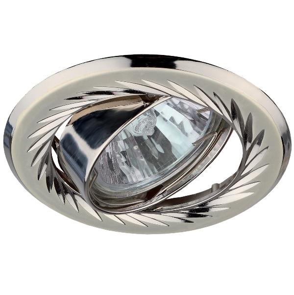 Светильник ЭРА Fashion KL6A PS/N MR16 12V 50W литой круг с грав перл. сер/никель, точечный, декорат. (43676)