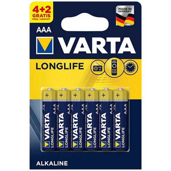 Батарейка VARTA Longlife LR03 BP4+2 (635306)