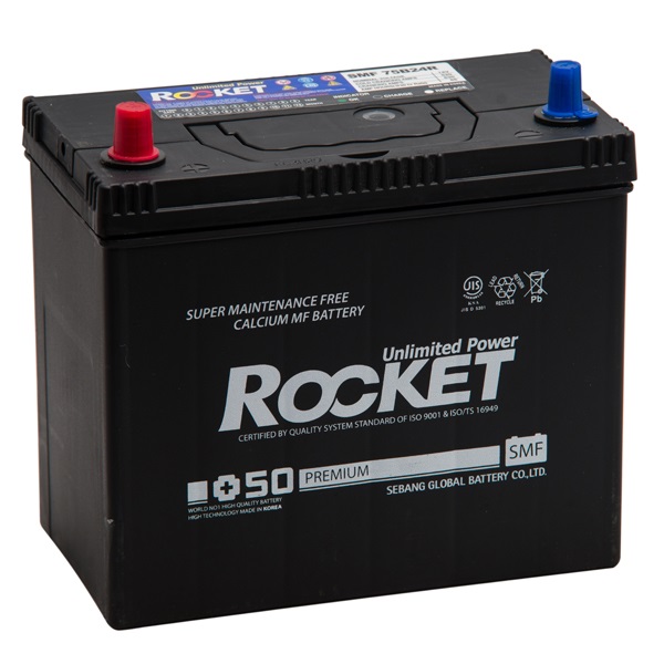 Авто аккумулятор ROCKET SMF+50 55Ач пуск.ток 520А тон.клеммы п.п. (75B24R) 