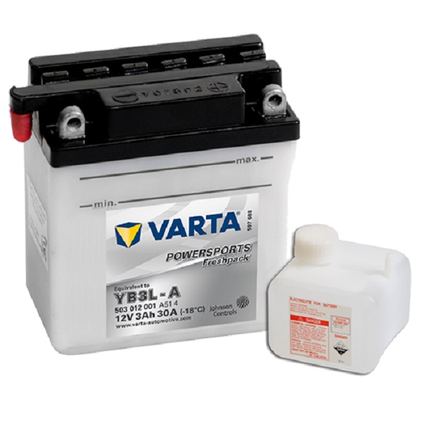 Мото аккумулятор VARTA POWERSPORTS Freshpack  3Ач пуск.ток 30А YB3L-A
