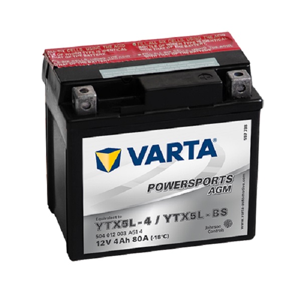 Мото аккумулятор VARTA POWERSPORTS AGM  4Ач пуск.ток 60А о.п. YTX5L-BS (127339)