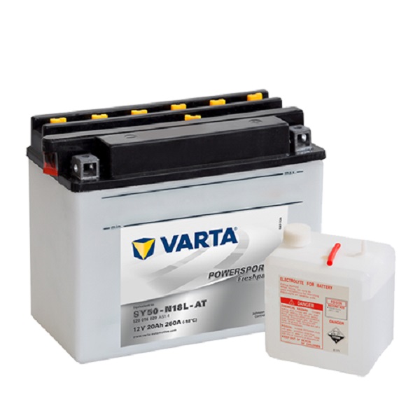 Мото аккумулятор VARTA 12В 20Ач POWERSPORTS Freshpack 520 016 020 Specs пуск. ток 260 А  SY50-N18L-AT (SC50-N18L-AT)