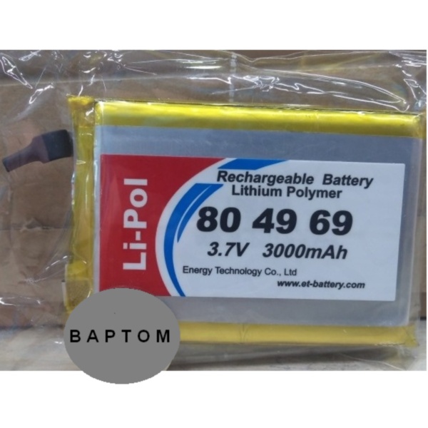 Элемент литий-полимерный ET LP804969-PCM 3.7V 3000mAh Li-Pol