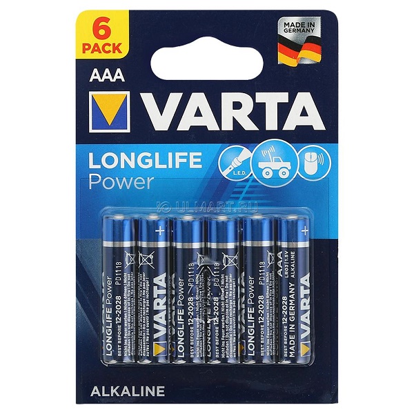 Батарейка VARTA LONGLIFE POWER LR03 BP6 (679263)