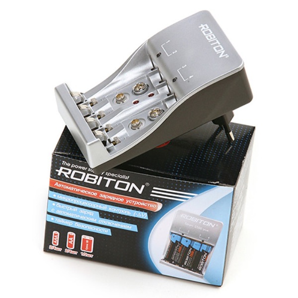 Зарядное ус-во ROBITON Smart S500/plus для 2/4 Ni-Cd/Ni-MH акк-ров AA/АAA и 1-2 9В Крона