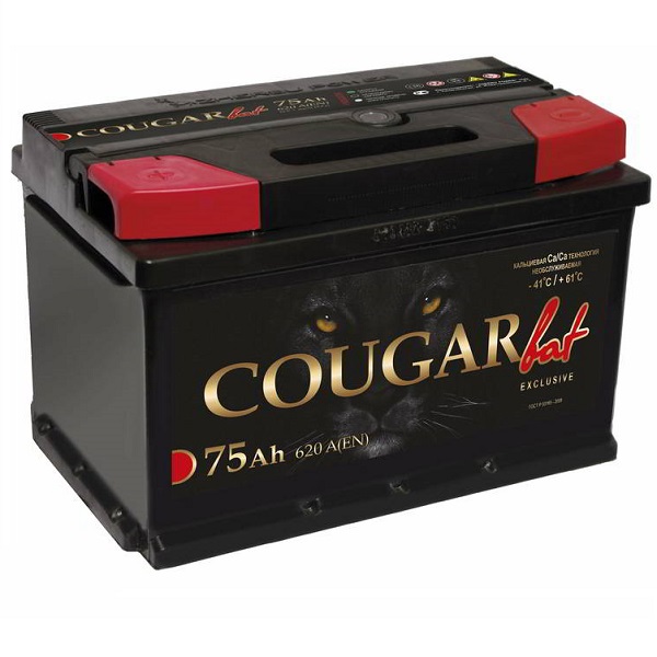 Авто аккумулятор COUGAR 75Aч п.п. 620A