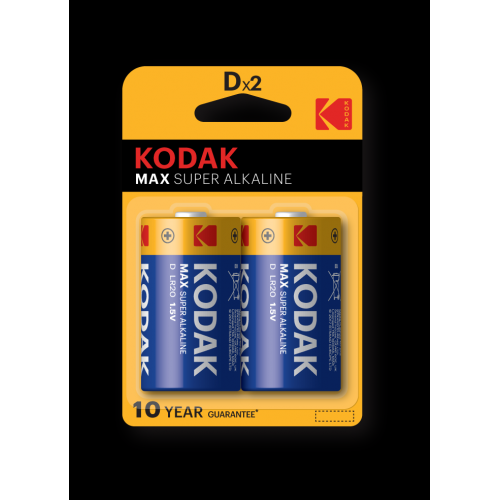 Батарейка KODAK MAX SUPER Alkaline LR20 BL2 (Б0005129) (2/20/100)