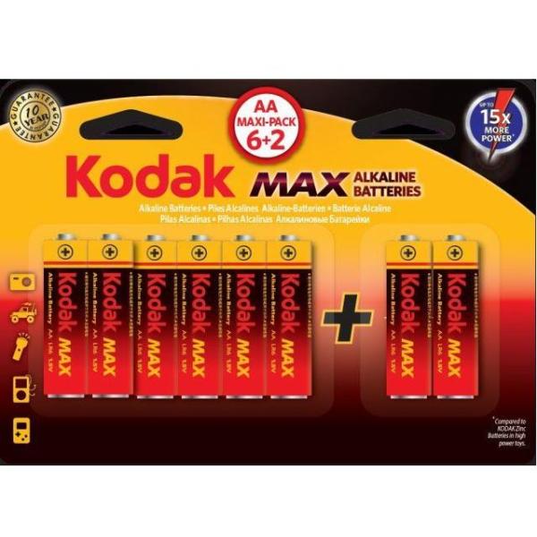 Батарейка KODAK Max Alkaline LR6 BP6+2 (5134)