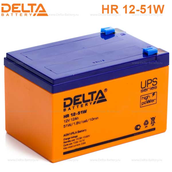 Аккумуляторная батарея DELTA HR 12-51 W  12В 12Ач