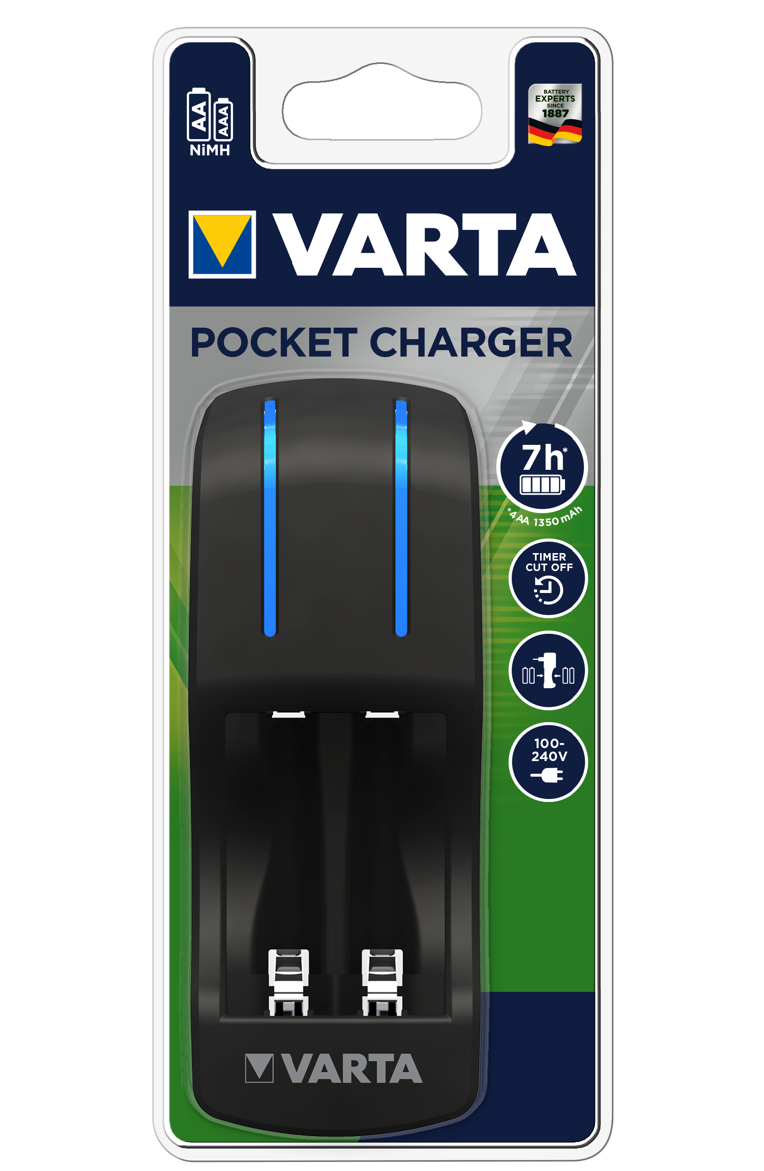 Зарядное ус-во VARTA Pocket Charger для 2/4 акк-ров AAA/AA (850457)