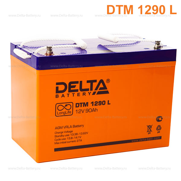 Аккумуляторная батарея DELTA DTM 1290 L 12В 90Ач (306*169*216mm)