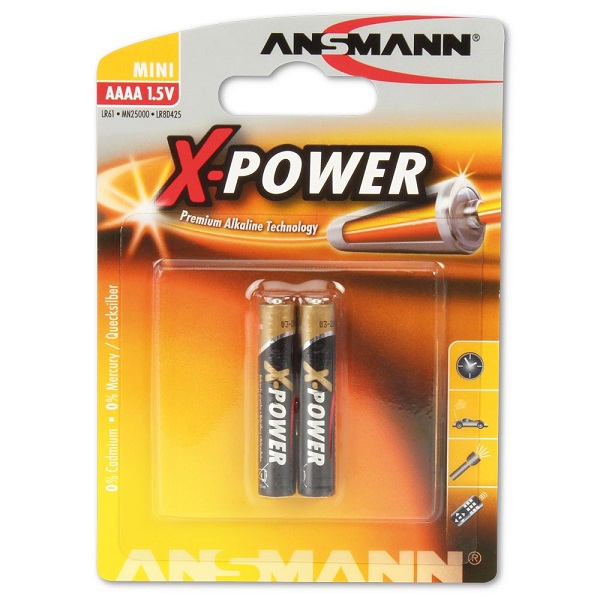 Батарейка ANSMANN AAAA (LR61) BL2  X-Power 1510-0005
